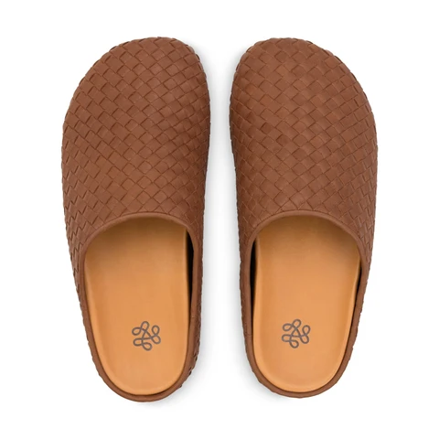 The Sak Bolinas Woven Clog - Leather - Woven Cognac