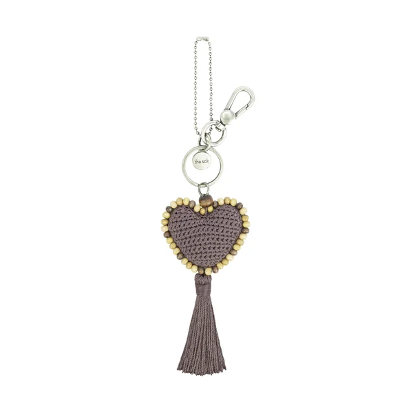 Yarnicharmz Dangle - Hand Crochet - Mushroom Tonal Heart Yarnicharmz Dangle - Hand Crochet - Mushroom Tonal Heart