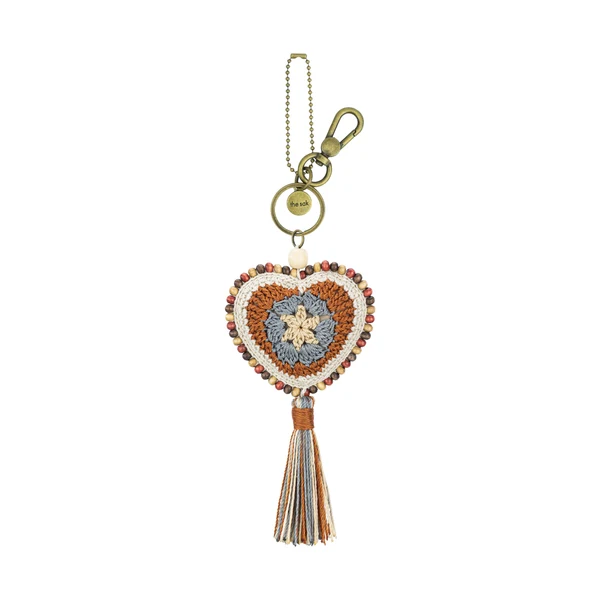 Yarnicharmz Dangle - Hand Crochet - Persimmon Patch Heart